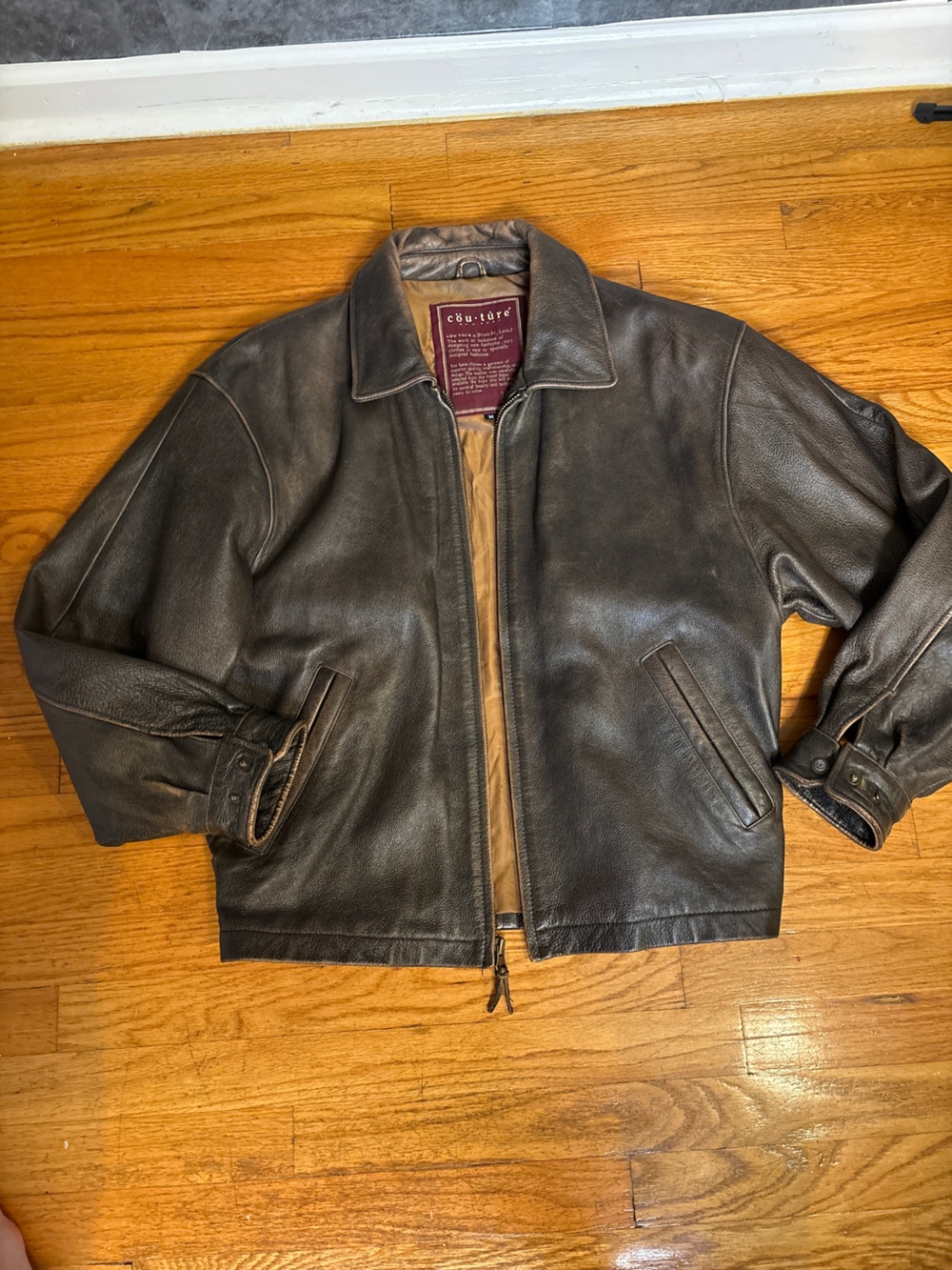 Vintage Men's Brown Leather Bomber Jacket